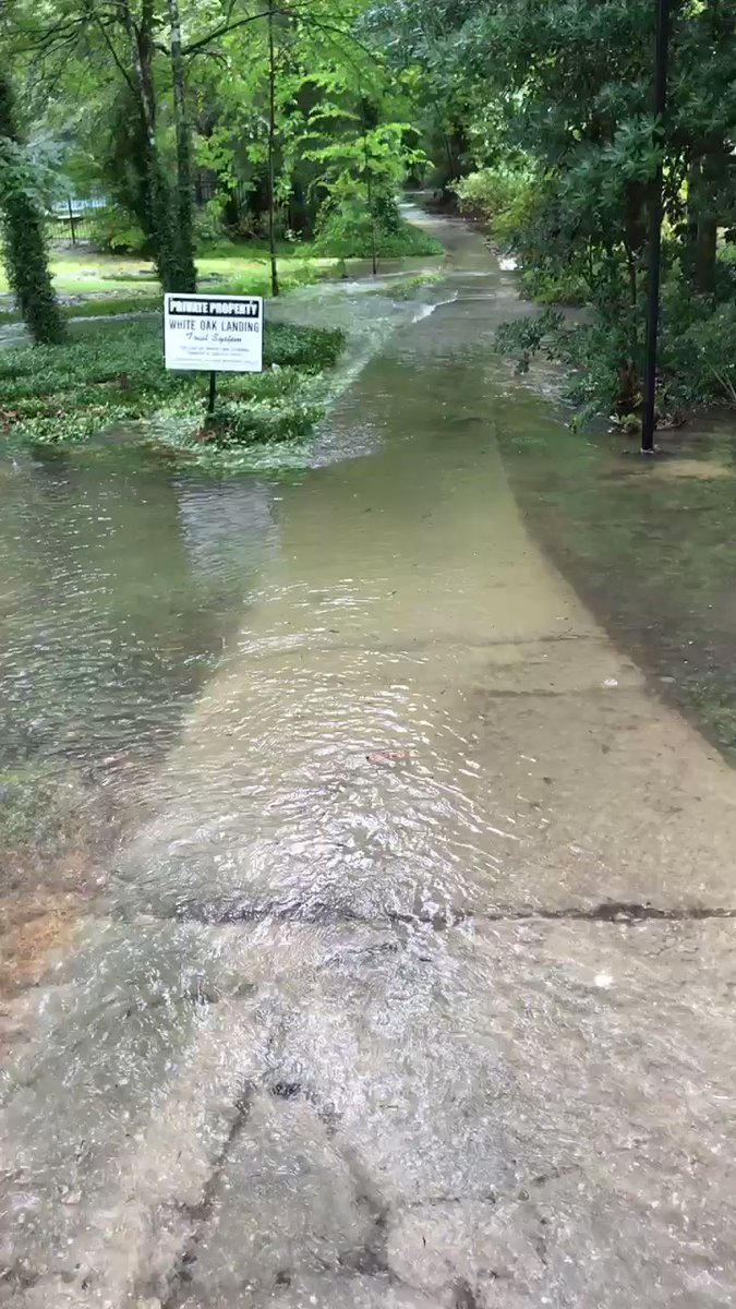 White Oak Landing walking path turned into river.