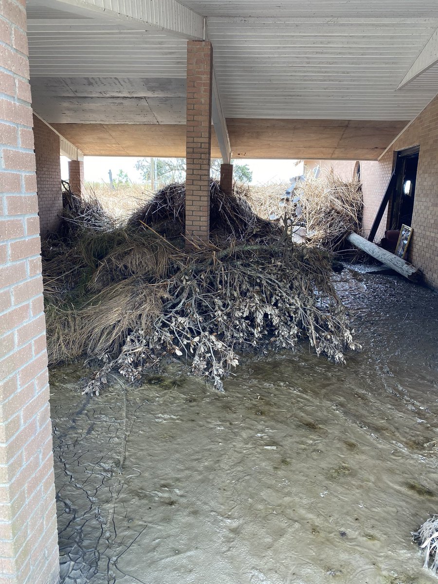 Saint Eugene Catholic Church in Grand Chenier, LA. Six foot high water mark in the church with up to 10' with waves outside. 