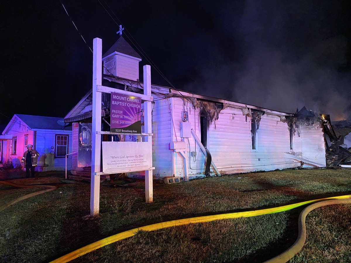 Mount Carmel Baptist Church in Shreveport is deemed a total loss after a massive early morning blaze. Investigators are working to learn what caused the fire