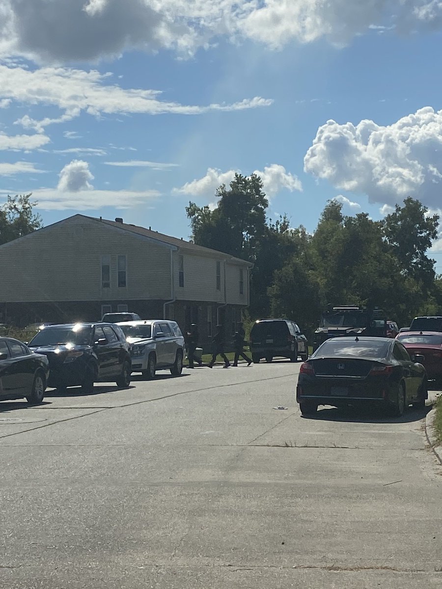 An active police scene on Mayo in New Orleans East. Police source says a constable was shot and wounded while possibly delivering an eviction notice.