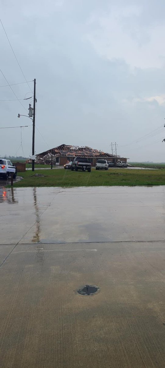 The damage & the tornado itself in New Iberia, Louisiana. The 1st image is the Medical Center.  