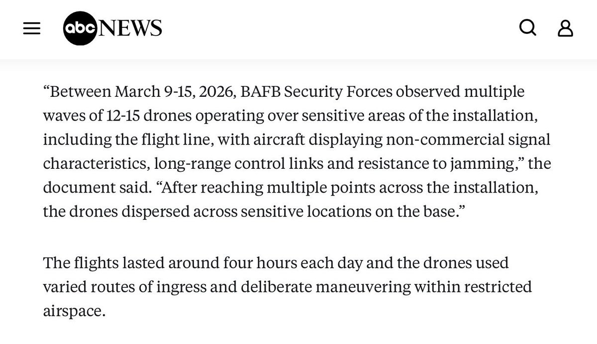 Barksdale AFB was hit by multiple waves of drones over a week’s time. The base houses numerous nuclear weapons